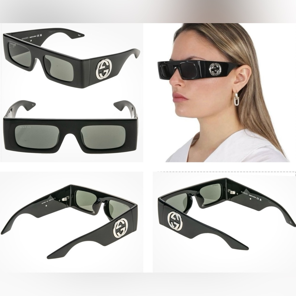 Gucci Unisex Sleek Black Rectangular Frames With … - image 8